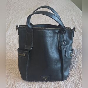 Fossil Black Leather Emerson Tote Bag